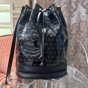 Vintage Toledano Vinyl Bucket Bag with Hidden Mirror Compartment
